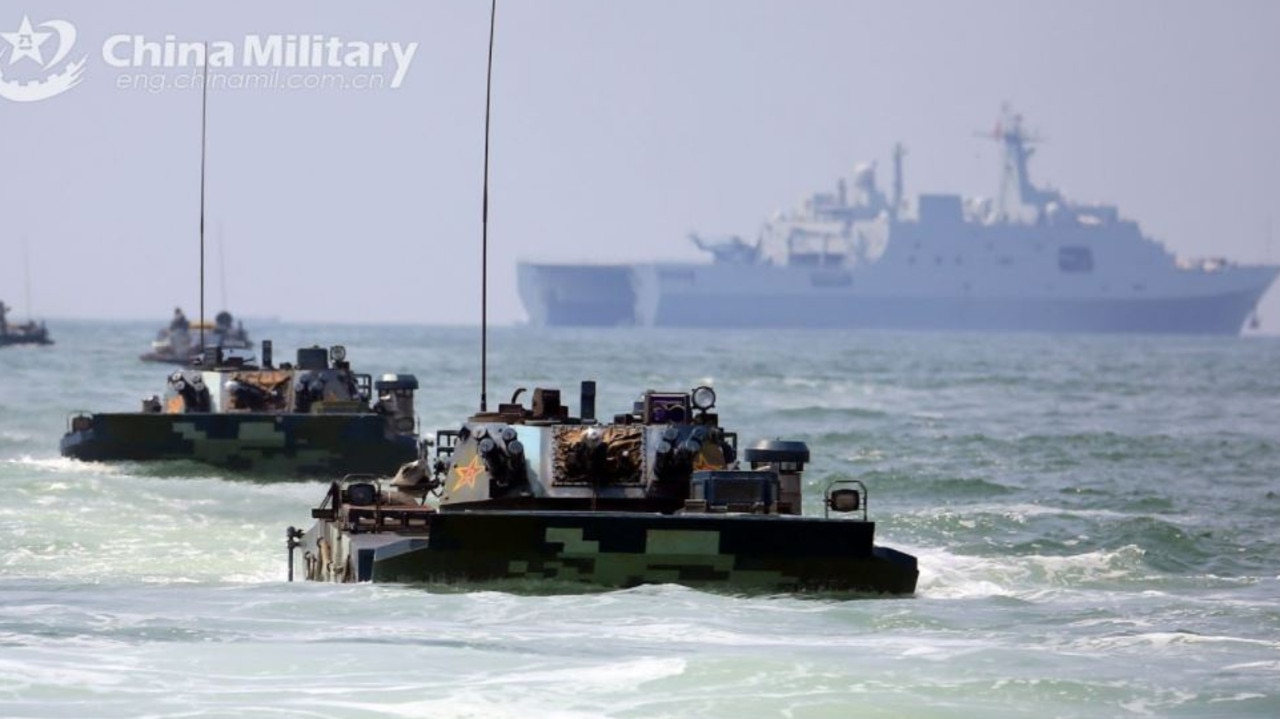 Chinese marines practise an armed beach assault. Picture: eng.chinamil.com.cn/PLA