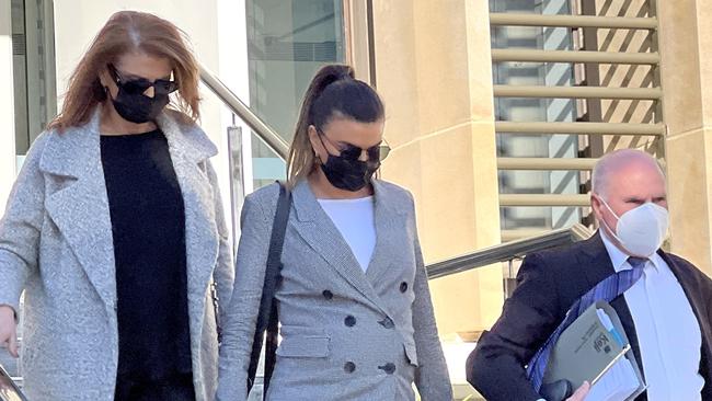 Deanna Azabal (centre) leaving Wollongong Courthouse on Wednesday. Picture: Dylan Arvela