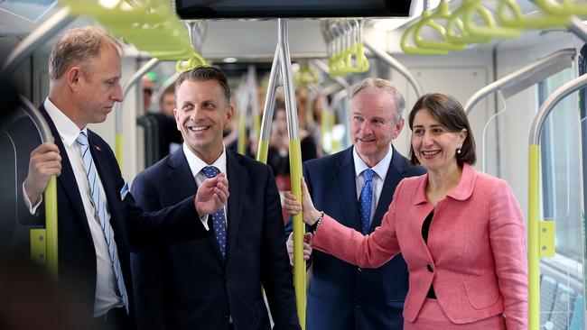 NSW Premier Gladys Berejiklian on the new Sydney Metro North West train. Picture: Toby Zerna