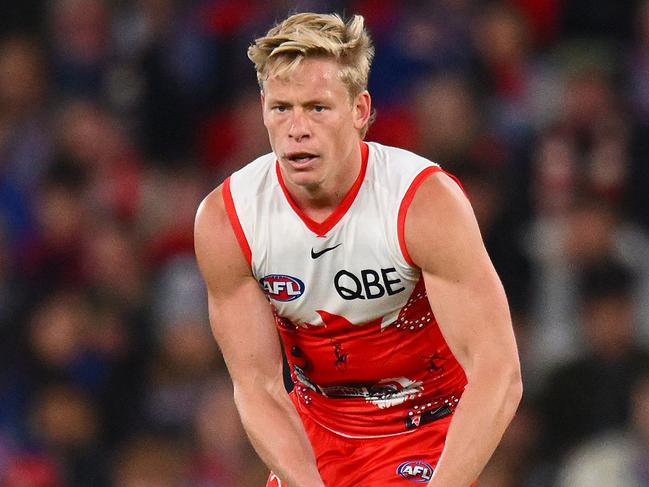 Isaac Heeney of the Swans. (Photo by Morgan Hancock/Getty Images)