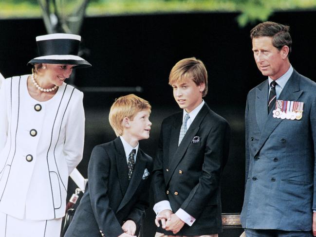 Once were brothers … the young princes with their parents Charles and Diana in August 1995. Picture: AFP