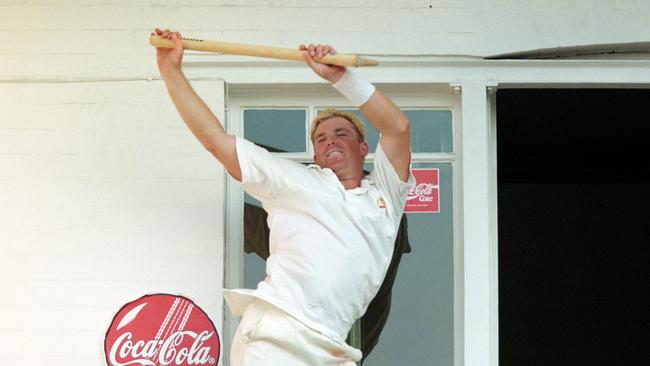 Shane Warne’s famous victory celebration in Trentbridge in 1997. Picture: Getty Images