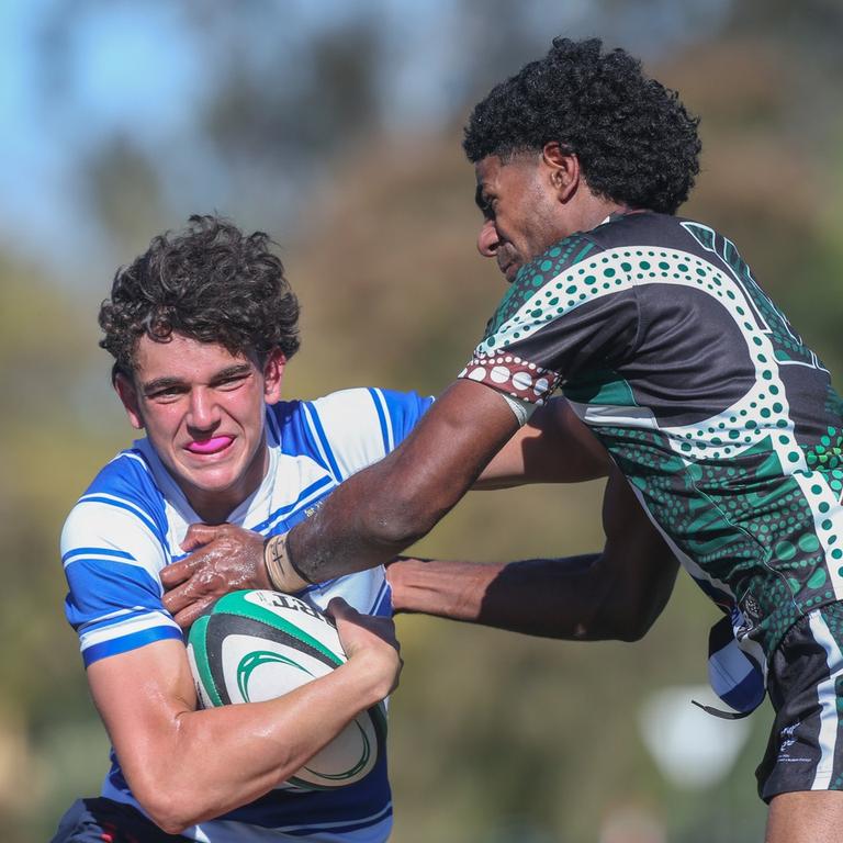 Oli Patterson (left). GPS First XV rugby between Nudgee College and BBC. Photos by Stephen Archer