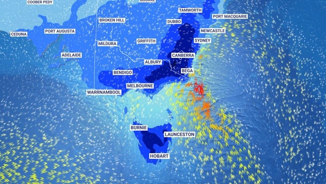 A cold-front is moving in across Australia