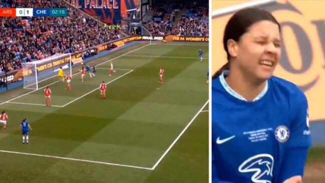 Sam Kerr puts body on the line to nab opener against Arsenal