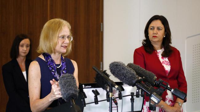 Queensland Premier Annastacia Palaszczuk, right, and Chief Health Officer Dr Jeannette Young. Picture: NCA NewsWire/Tertius Pickard