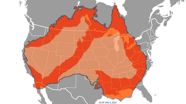 This map issued by ABC in the US provides a misleading image of Australia's fire crisis.