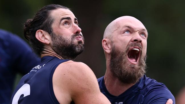 Max Gawn and Brodie Grundy. Picture: Michael Klein