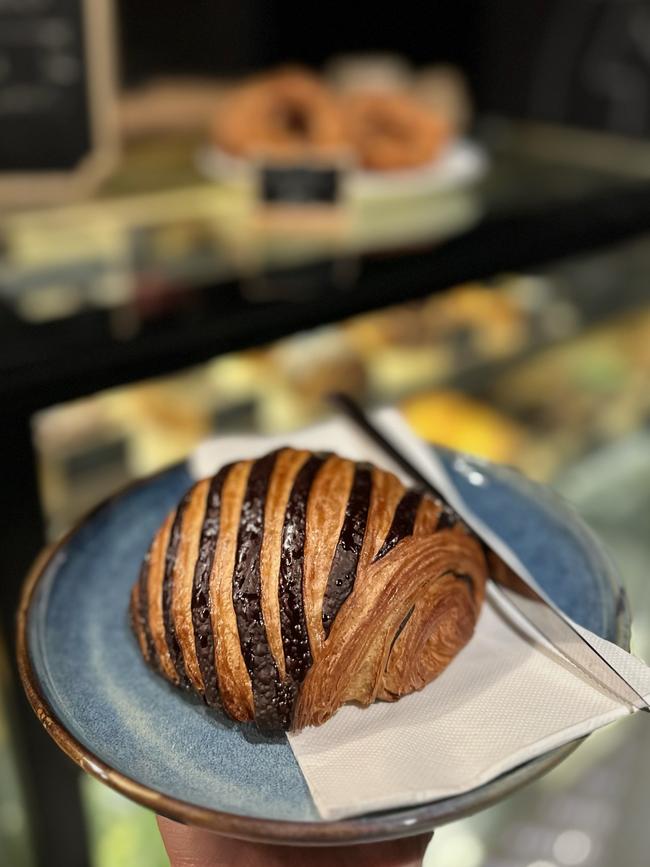 One of Six Russell Bakes freshly baked chocolate croissants available at the pop-up at Area 2BE in Sandy Bay. Picture: Supplied