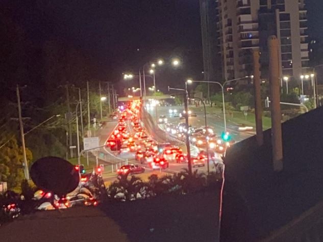 Traffic on the Gold Coast on Tuesday due to the Harry Styles concert.