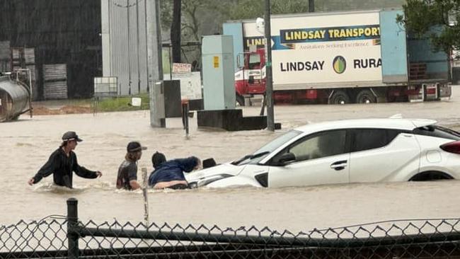 Flood waters in Tully weeks ago caught drivers out. Picture: Alannah Dansie/ Facebook