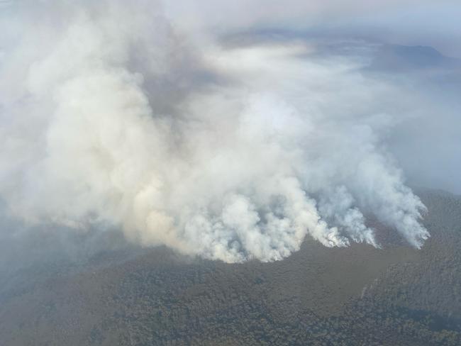 Canning Peak bushfires on February 5, 2025. Picture: Tasmania Fire Service