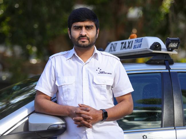 Taxi driver Umair Ashraf is not driving until he can get the vaccine. Picture: Justin Lloyd.