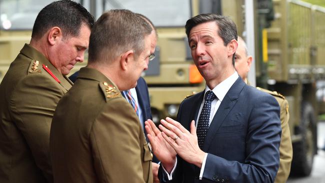 Senator Simon Birmingham at the official opening of the Supashock Headquarters in Holden Hill in 2019. Supashock has just been awarded a new $19.7m defence contract.