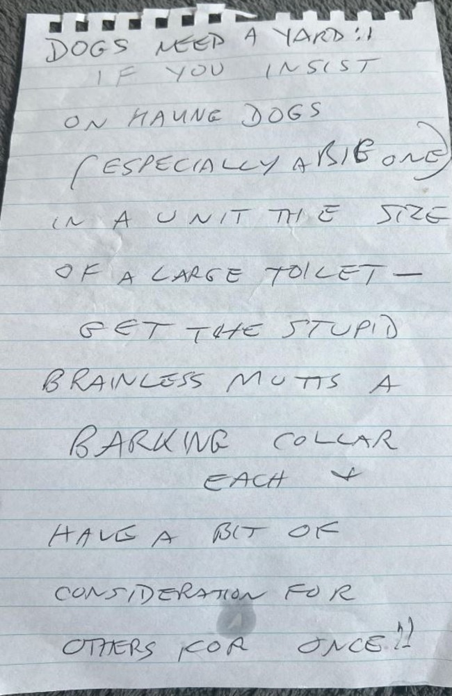 An anonymous note left for a Brisbane woman. Picture: Facebook