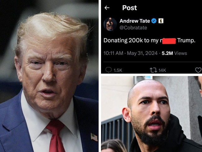 Controversial internet provocateur Andrew Tate has claimed he is sending Donald Trump $200,000 in a post on X that attracted thousands of comments.