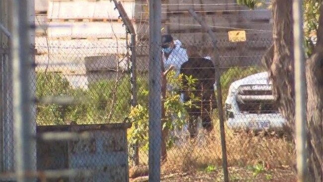 Police at Chevoit Rd, Salisbury South, where human remains have been found. Picture: 7NEWS