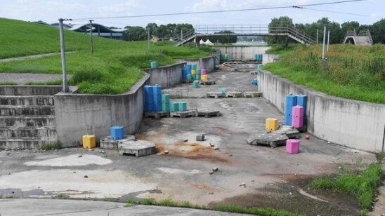 The derelict Beijing whitewater rafting venue after the 2008 Games.