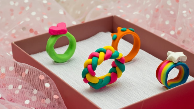 These DIY craft clay rings are fit for mini kings and queens 👑