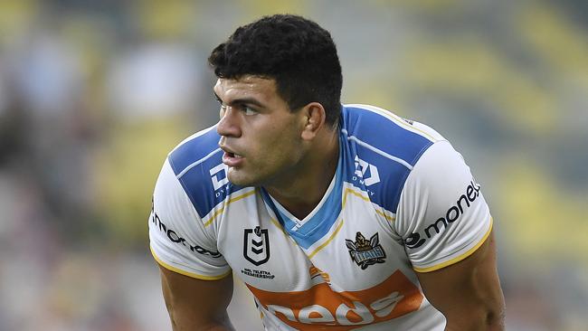 TOWNSVILLE, AUSTRALIA - MARCH 28:  David Fifita of the Titans looks on during the round three NRL match between the North Queensland Cowboys and the Gold Coast Titans at QCB Stadium on March 28, 2021, in Townsville, Australia. (Photo by Ian Hitchcock/Getty Images)