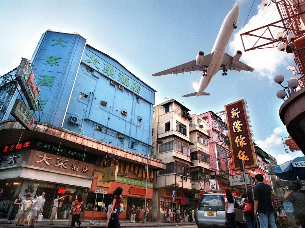 Locals, however, became fed up with the noise pollution. and eventually the airport relocated on the island of Chek Lap Kok in western Hong Kong as it outgrew its site. Picture: Frederic Brown / AFP