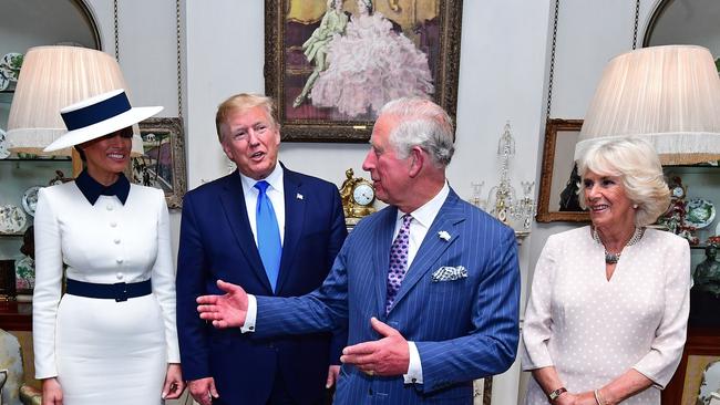 Donald and Melania Trump with Prince Charles and Camilla at Clarence House in London. Picture: AFP