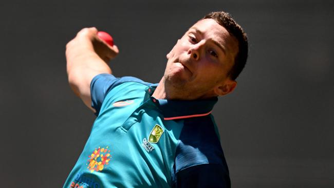 Hazlewood has missed the past two Tests with a side strain. (Photo by William WEST / AFP)