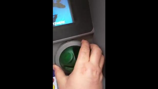 An eagle-eyed tourist in Austria thought something looked wrong with the ATM he was using — and he was right. Picture: YouTube