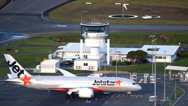 A Jetstar plane on the tarmac at Gold Coast Airport.