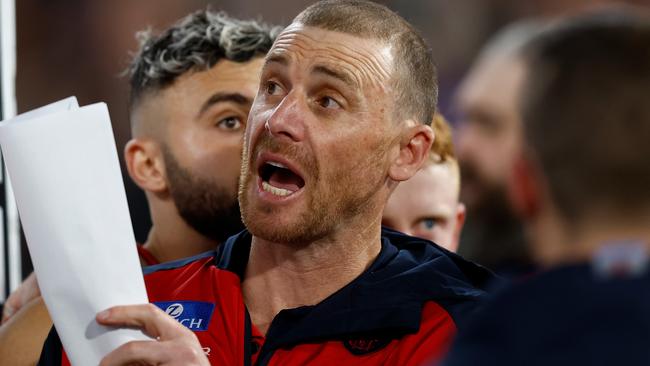 Simon Goodwin needs to fix his team’s forward line woes. Picture: Michael Willson/AFL Photos via Getty Images