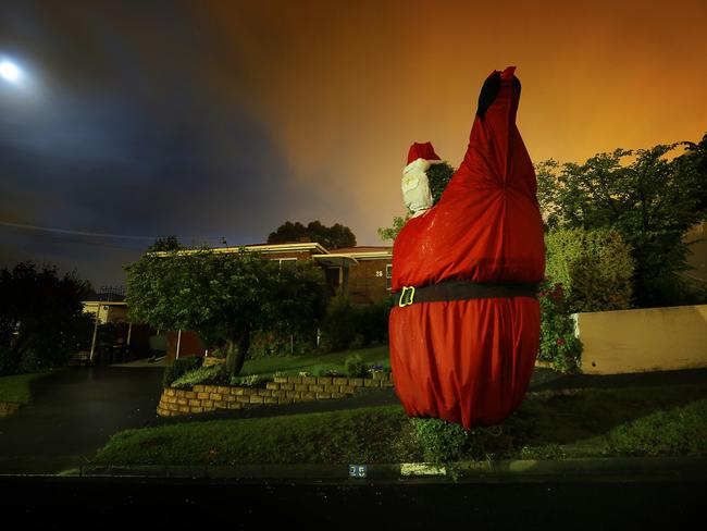 A giant Santa Claus made from a pine tree in Marana Ave, Rose Bay.