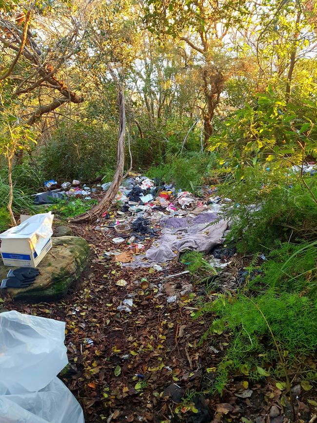 Rubbish left near Shelly Beach at North Head. Picture: Northern Beaches Council.