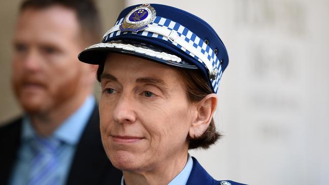 NSW Police Force Deputy Commissioner Catherine Burn departs the inquest into the Lindt cafe siege, in Sydney. Picture: AAP Image/Dan Himbrechts.