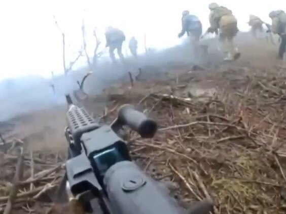 Footage shows Ukrainian soldiers advancing on Russian positions in Bakhmut. Picture: Twitter