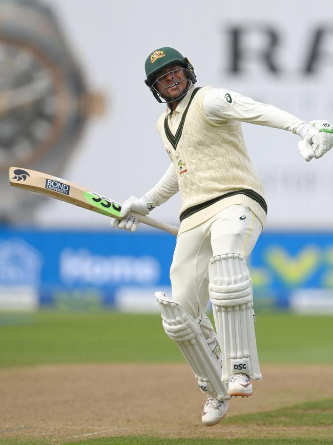 Usman Khawaja of Australia celebrates his century Picture: Getty Images