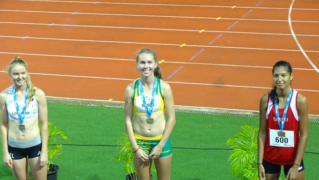 Anthea Moodie wins gold at the Oceania Athletics Championships in Fiji. Photo: Contributed