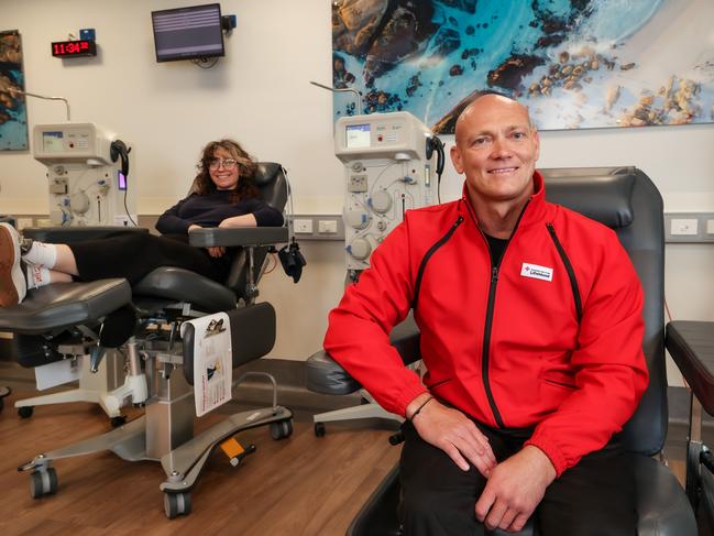 Michael Klim at the Lifeblood Brunswick Donor Centre. Picture: Ian Currie