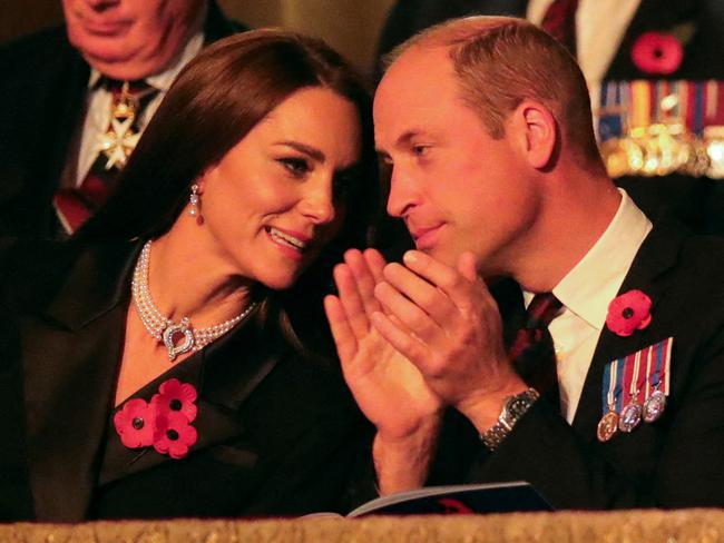 Catherine, Princess of Wales and Prince William, Prince of Wales at the annual Royal British Legion Festival of Remembrance. Picture: AFP