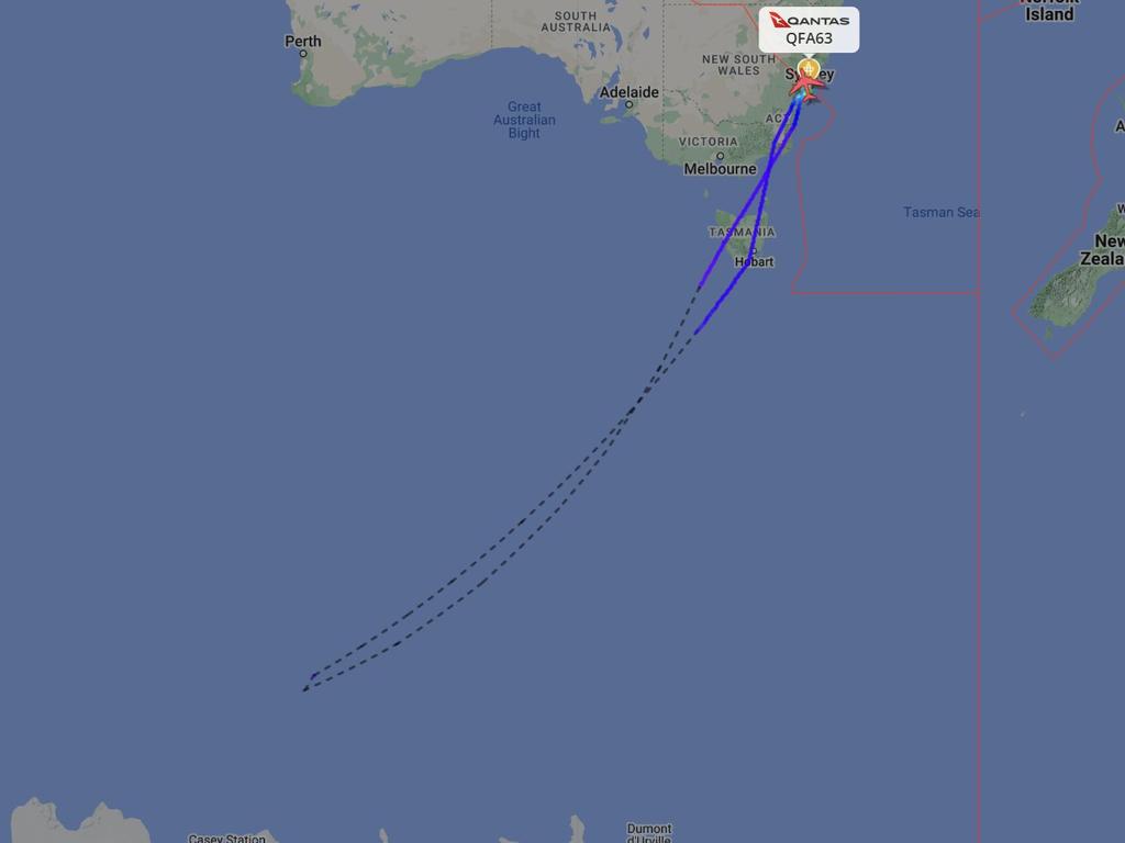 A Qantas flight from Sydney to South Africa has been diverted over Antarctica. Picture: Flight Radar