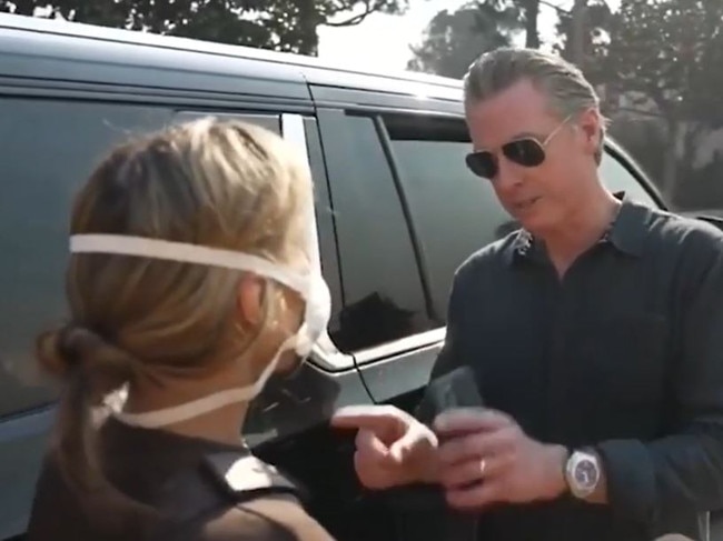 Los Angeles mother Rachel Dervish confronted confronted California Gov. Gavin Newsom and demanding to know what he was doing about the wildfires. Governor claimed he was calling President Biden for federal support, but couldn’t get reception.  MUST CREDIT SKY NEWS