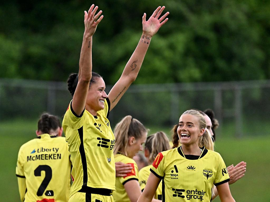 Grace Jale celebrates after scoring against Sydney FC. Picture: Masanori Udagawa/Getty Images