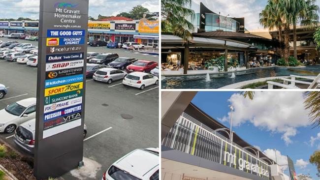 Council has announced it will reinvigorate the area around the (clockwise from top left) Mt Gravatt Homemaker Centre, Westfield Mt Gravatt and Mt Gravatt Plaza employment hubs.