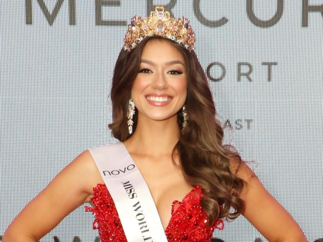 Miss World Australia winner Jasmine Stringer at the national crowning at the Gold Coast. Photo: Zac Smith