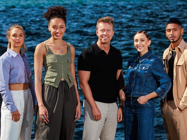Daily Telegraph. 08, November, 2023.NCIS Sydney TV cast, Tuuli Narkle, Olivia Swann, Todd Lasance, Mavournee Hazel and Sean Sagar, in Sydney, today, ahead of the season launch party, which will be held on Friday.Picture: Justin Lloyd.