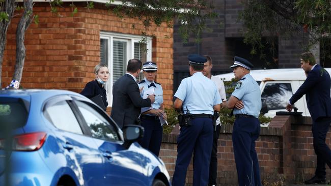 Police on the scene outside a childcare centre on Marana Road, Earlwood. Picture: Jonathan Ng