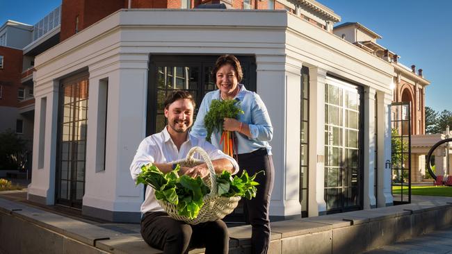 New Lot Fourteen cafe owners Karen Slabbert and Shane Abbott at their venue, Table on the Terrace. Picture: Matt Turner