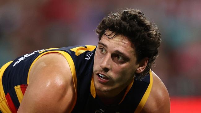 SYDNEY, AUSTRALIA - AUGUST 24: James Borlase of the Crows looks on during the round 24 AFL match between Sydney Swans and Adelaide Crows at Sydney Cricket Ground on August 24, 2024 in Sydney, Australia. (Photo by Jason McCawley/AFL Photos/via Getty Images)