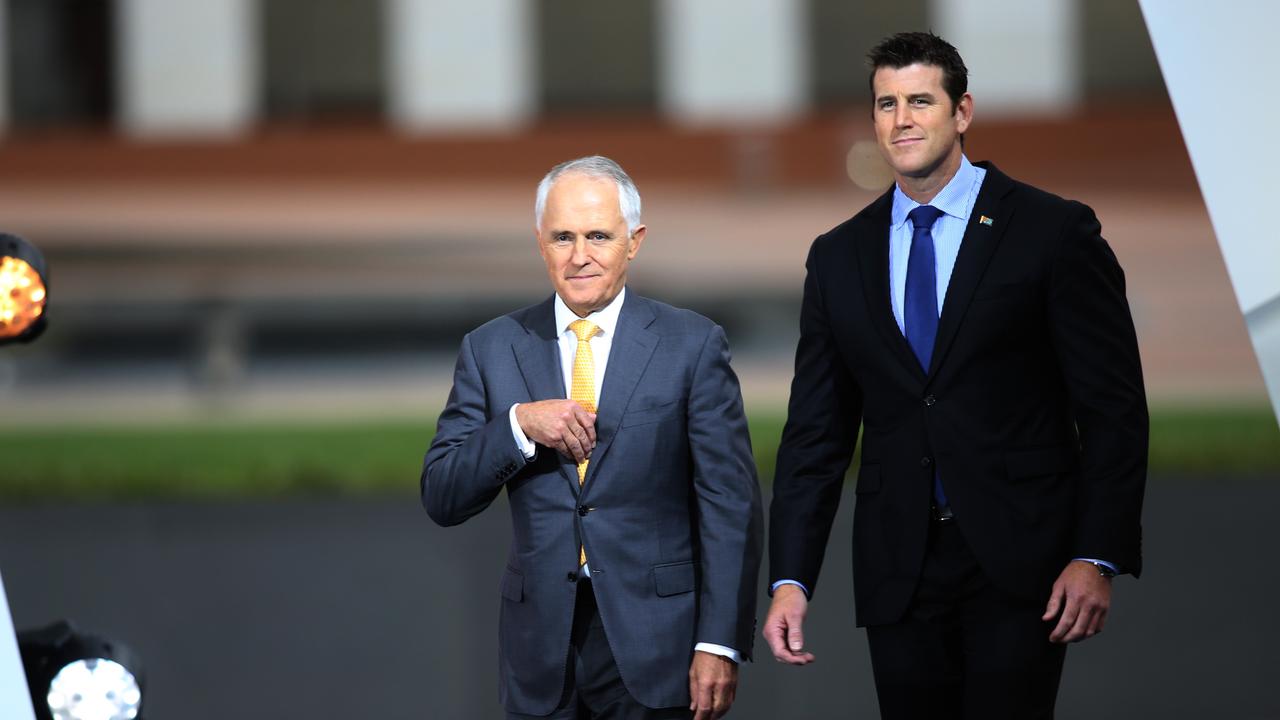 Ben Roberts-Smith (right) with Prime Minister Malcolm Turnbull at the 2016 Australian of the Year awards ceremony. Picture: Gary Ramage