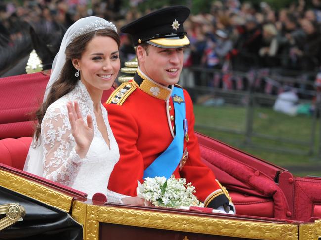 “Are you happy?” was the question Princess Catherine asked her new husband, Prince William, shortly after their 2011 wedding, according to a new biography. Picture: AFP Photo