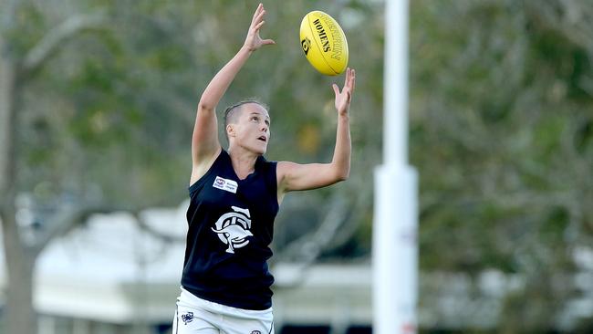 Emma Zielke in action for Coorparoo in the QWAFL in 2014. Picture: Mark Cranitch